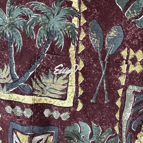 Vtg Eddie D Hawaiian Shirt Mens Palm Trees Pineapples Hibiscus 5XB Short Sleeve - Picture 4 of 7